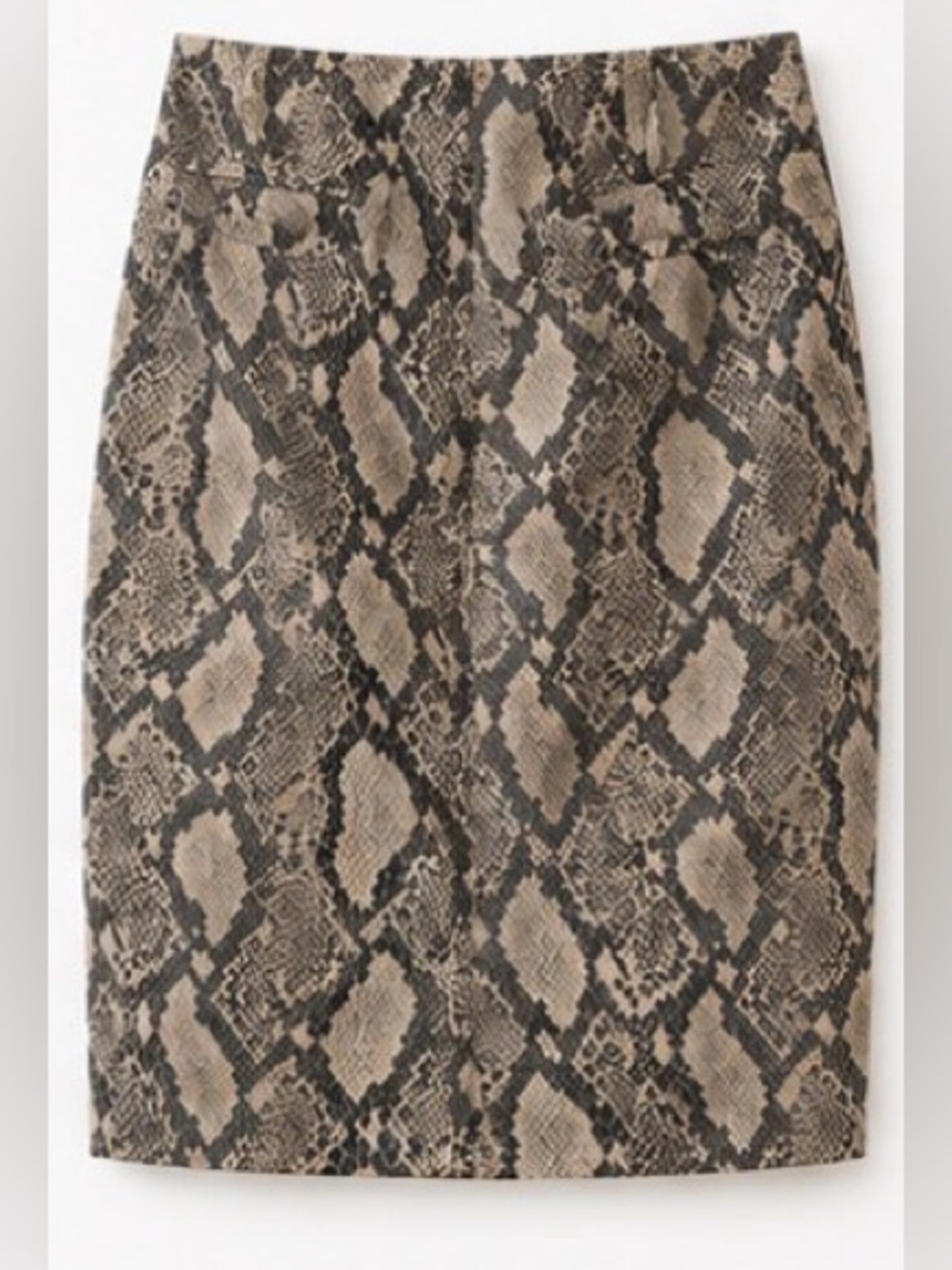 [Carlisle] Taupe Faux Snakeskin Print Lined Pencil Skirt Sz 4